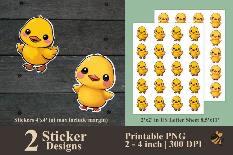 Cute Yellow Duck Sticker Designs PNG