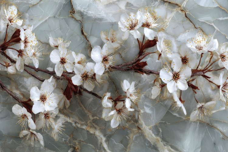 White Cherry Blossoms Background