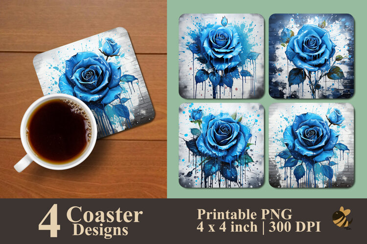 Deep Blue Sea Rose Coaster Sublimation Design example image 1