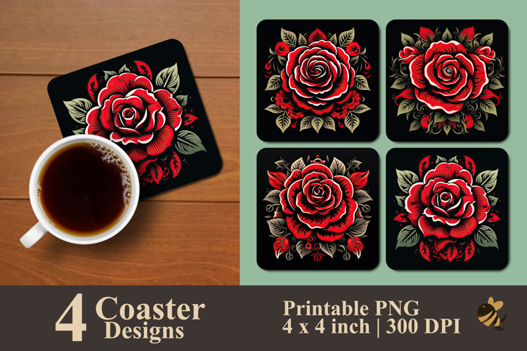 Digital Tribal Rose Coaster Sublimation Design