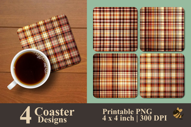Vintage Plaid Harmony Coaster Sublimation Design