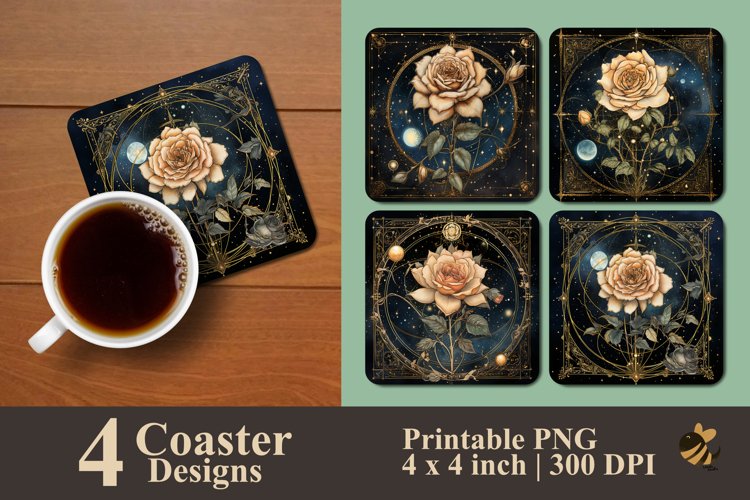 Rose Gold Coaster Sublimation Designs example image 1
