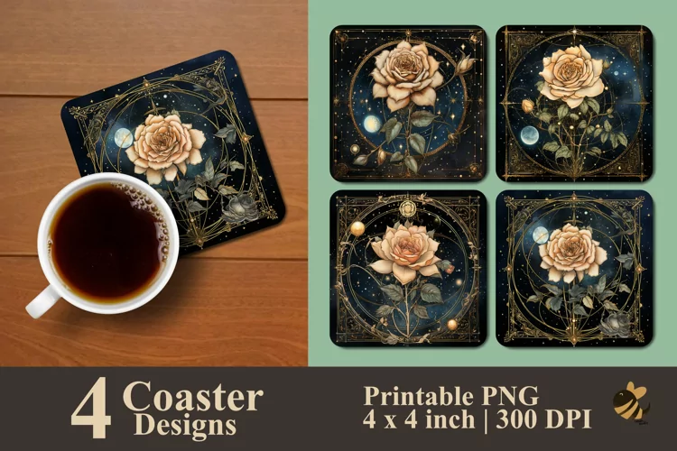 Rose Gold Coaster Sublimation Designs