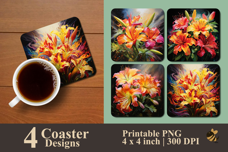 Tropical Heat Bloom Coaster Sublimation Design