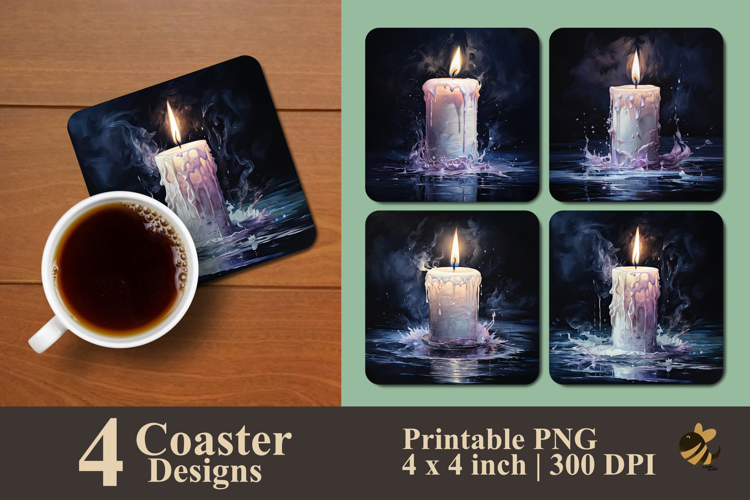 Smooky Candle Coaster Sublimation Design