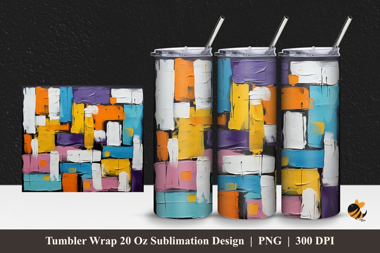 Painting Abstract Tumbler Wrap Sublimation Design 1