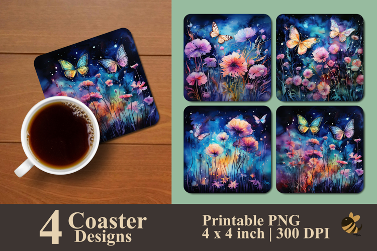 Alcohol Ink Dandelions Plant Coaster Sublimation Design