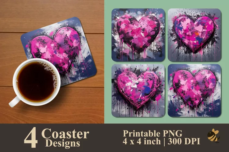 Graffiti Love Coaster Sublimation Designs