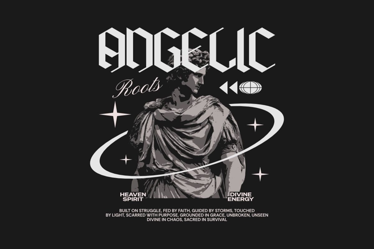 Angelic Roots Urban Streetwear T-shirt Design