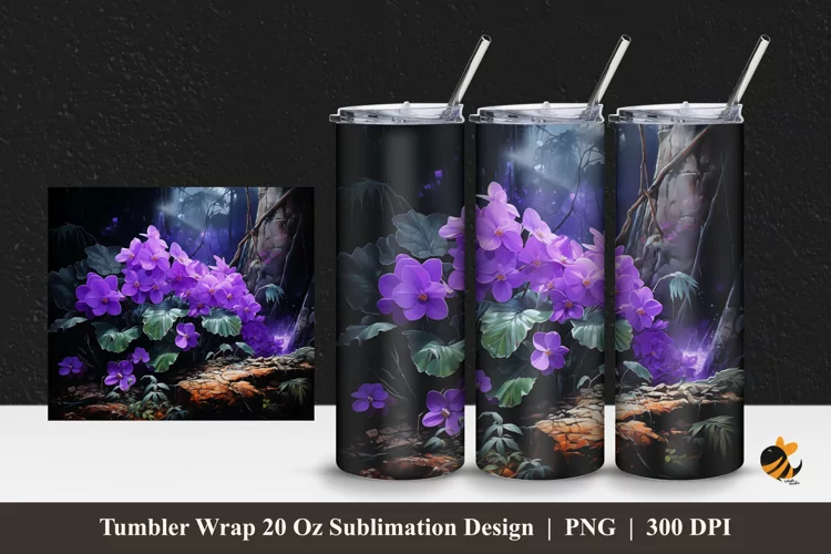 Beautiful Purple Tumbler Wrap Sublimation Design 1