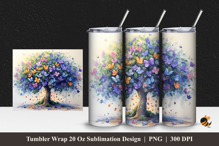 Blue of Love Tumbler Wrap Sublimation Design 1 example image 1