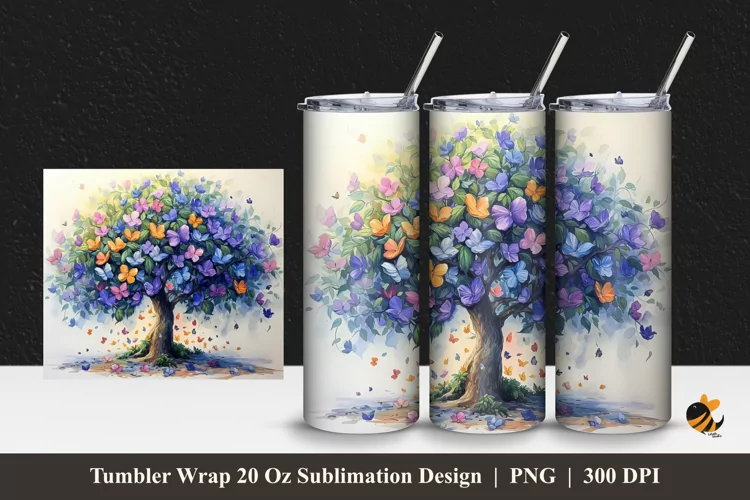 Blue of Love Tumbler Wrap Sublimation Design 1