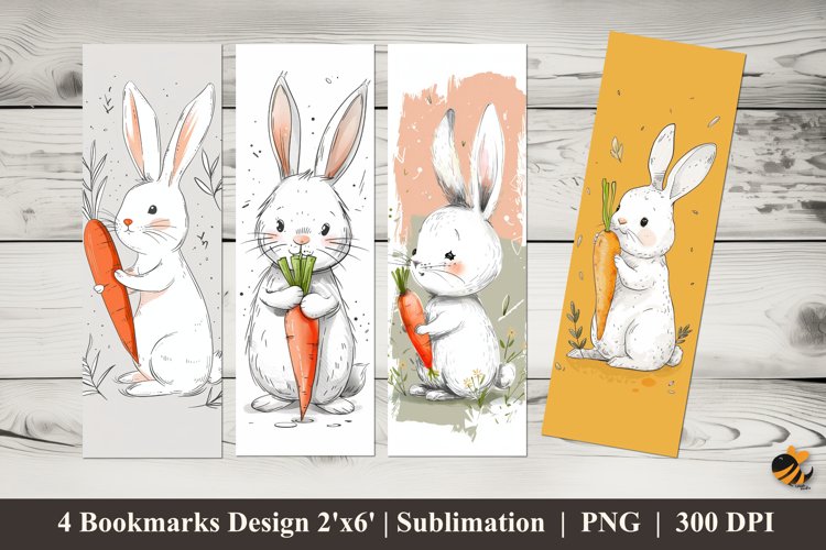 Carrot Bunny Bookmarks Sublimation Design