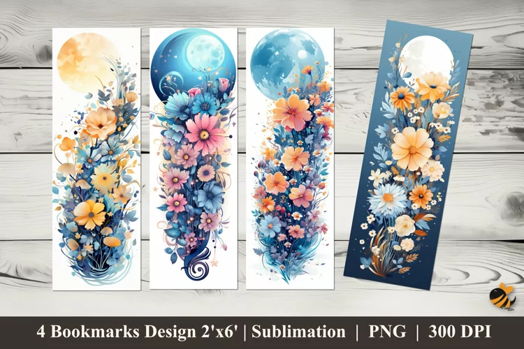 Moonflowers Bookmarks Sublimation Design