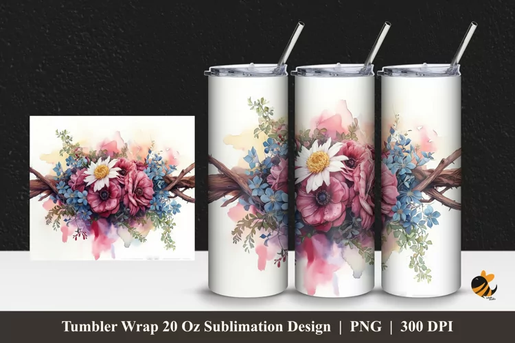 Flower Arrangement Tumbler Wrap Sublimation Design 1