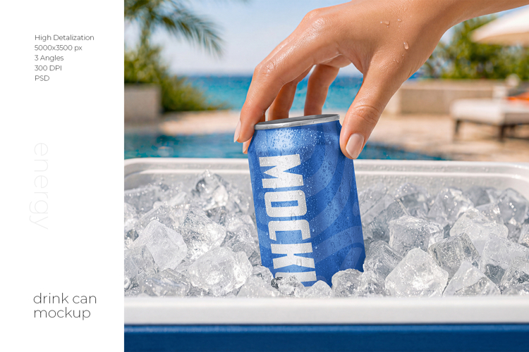 Energy Drink Can Mockup Set