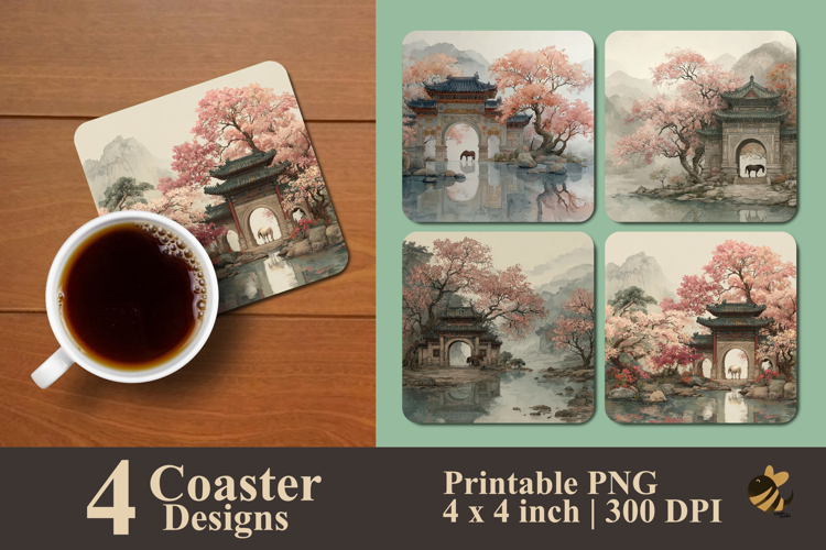 Serenity of Sakura Gate Coaster Sublimation Design