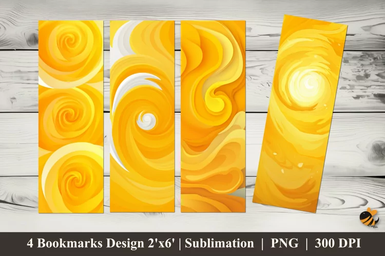 Abstract Yellow Bookmark Sublimation Design