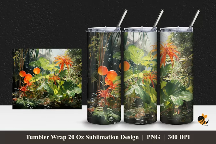 Natural Plants Tumbler Wrap Sublimation Design 1