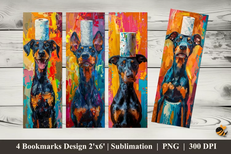 Dog Art Watercolor Bookmarks Sublimation Design
