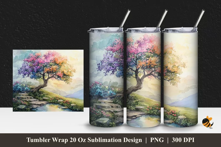 Miracle Garden Tumbler Wrap Sublimation Design 1