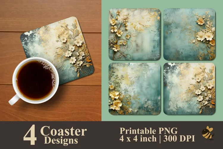 Abstract Flower Coaster Sublimation Designs