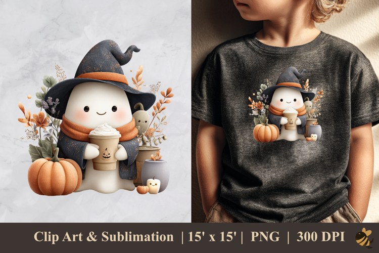 Cute Halloween Ghost DTF Sublimation Clipart Design 1