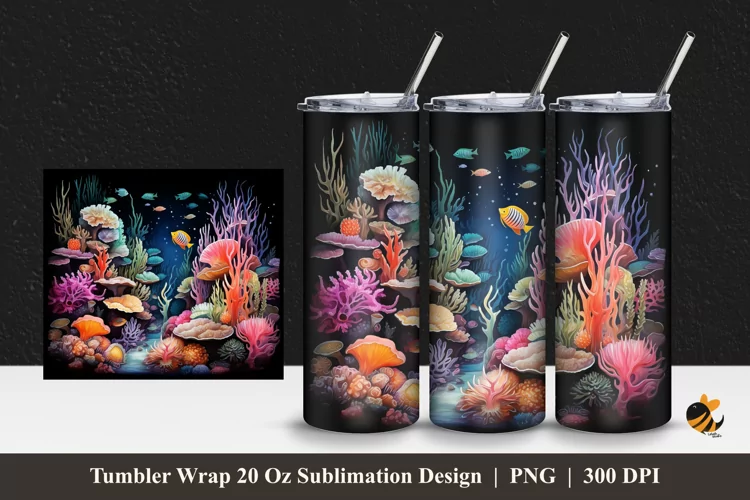 Aquascape Gallery Tumbler Wrap Sublimation Design 1
