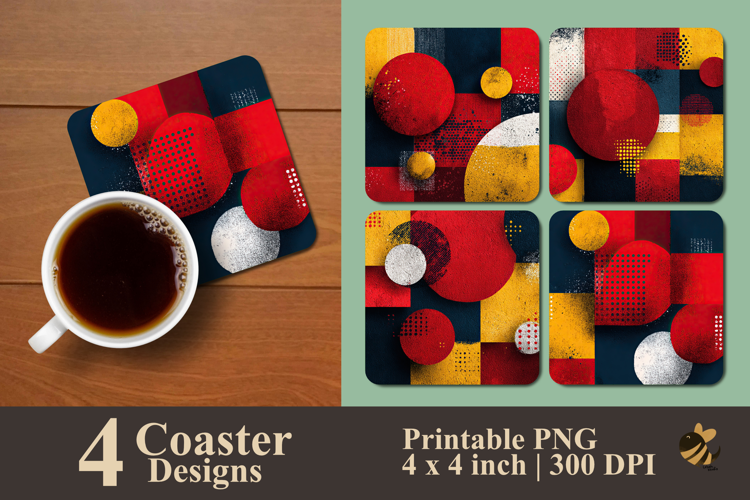 Abstract Retro Coaster Sublimation Design