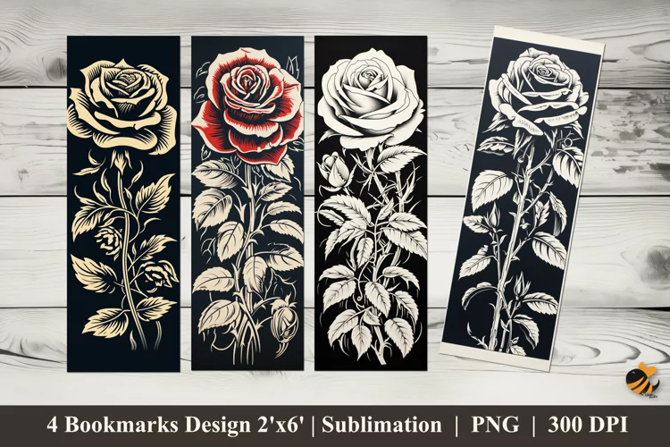 Digital Rose Bookmarks Sublimation Design