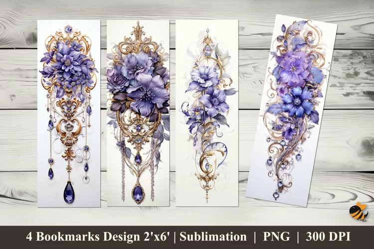 Victorian Purple Bookmarks Sublimation Design