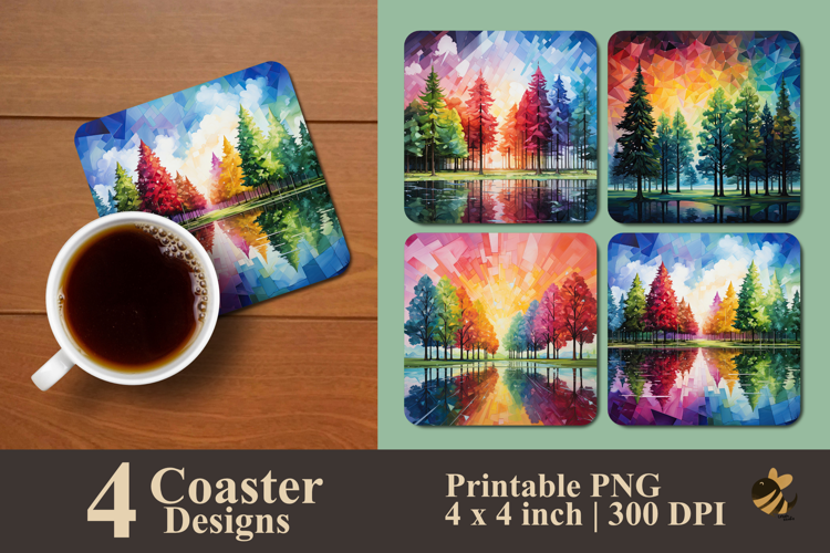 Rainbow Skyline Coaster Sublimation Design
