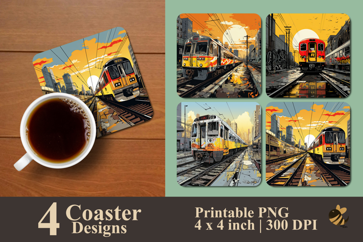 Urban Rail Rhythms Coaster Sublimation Design