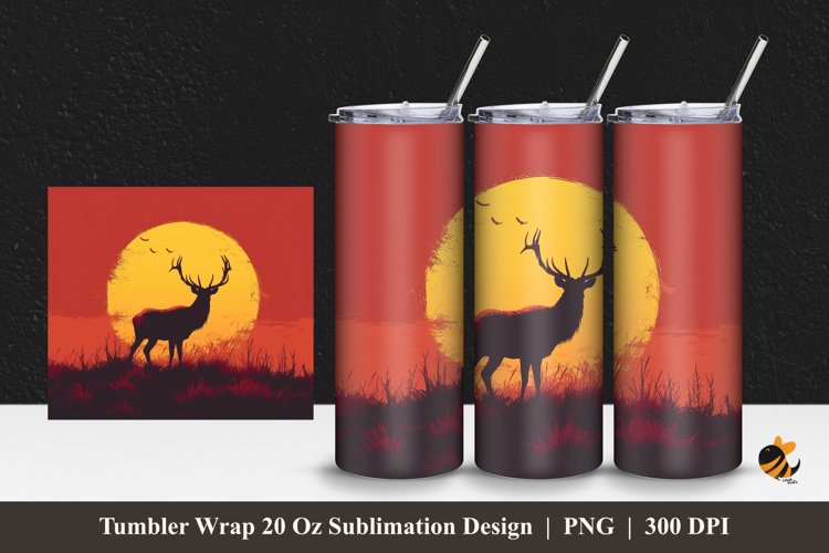 Wildlife Sunset Tumbler Wrap Sublimation Design 1 example image 1