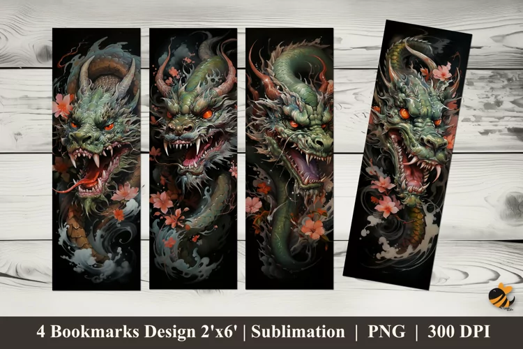 Dark Dragon Bookmarks Sublimation Design