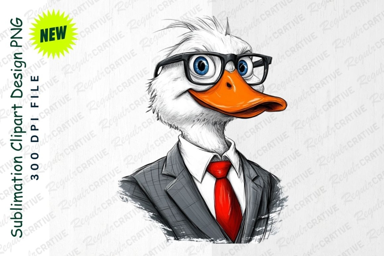 Duck In Suit With Glasses Clipart Png