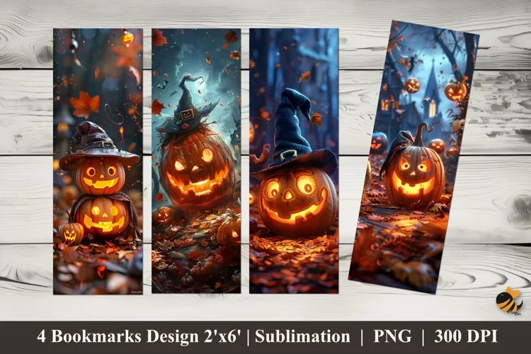 Pumpkin Smile Bookmarks Sublimation Design