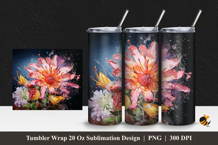 Favorite Flowers Tumbler Wrap Sublimation Design 1