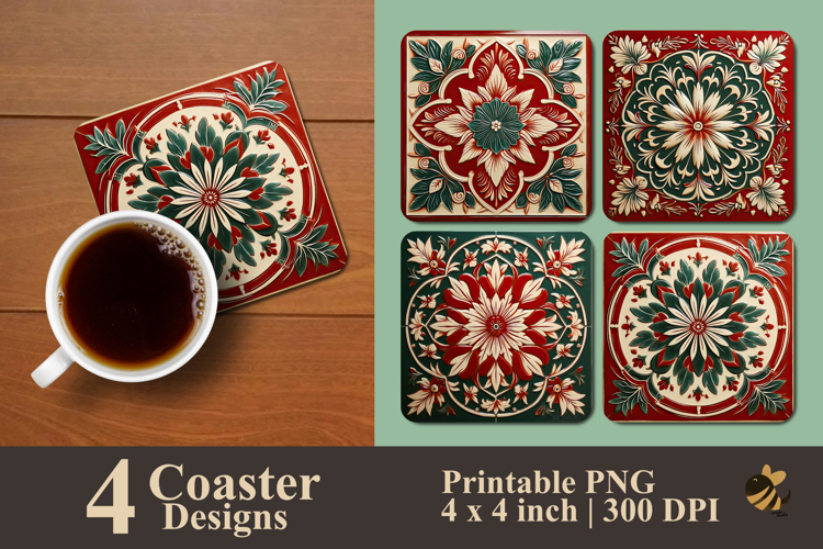 Terracotta Garden Tiles Coaster Sublimation Design