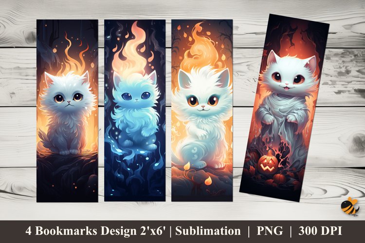 Fantasy Cat Bookmarks Sublimation Design example image 1