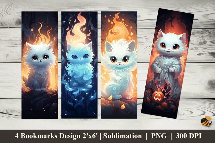 Fantasy Cat Bookmarks Sublimation Design