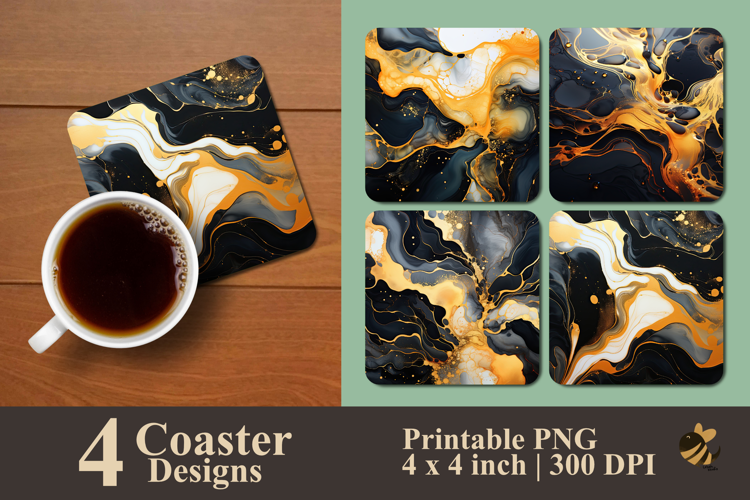 Abstract Ink Liquid Coaster Sublimation Design