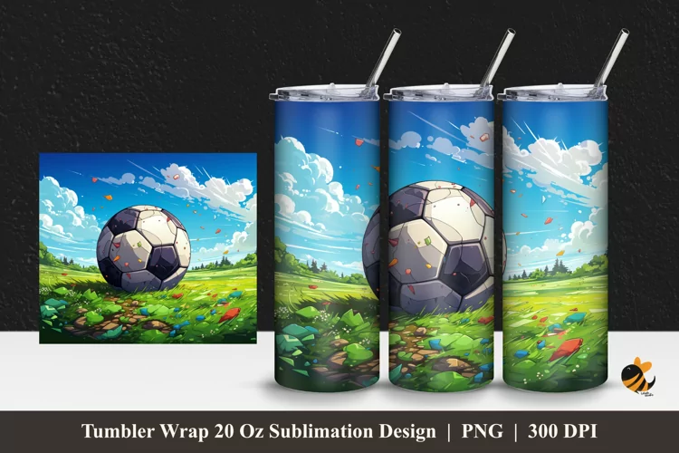 Soccer Tumbler Wrap Sublimation Design 1