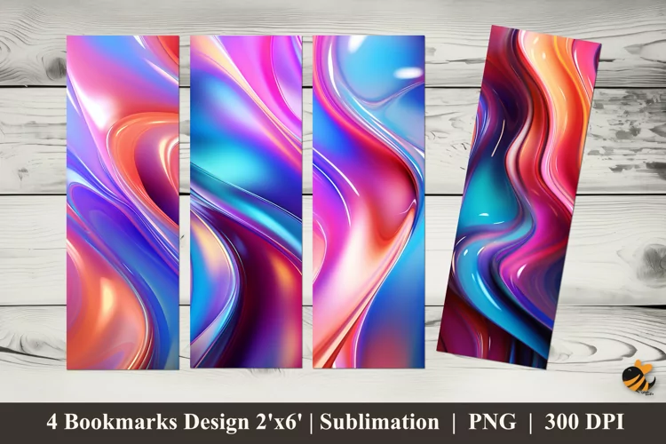 Rainbow Liquid Bookmarks Sublimation Design