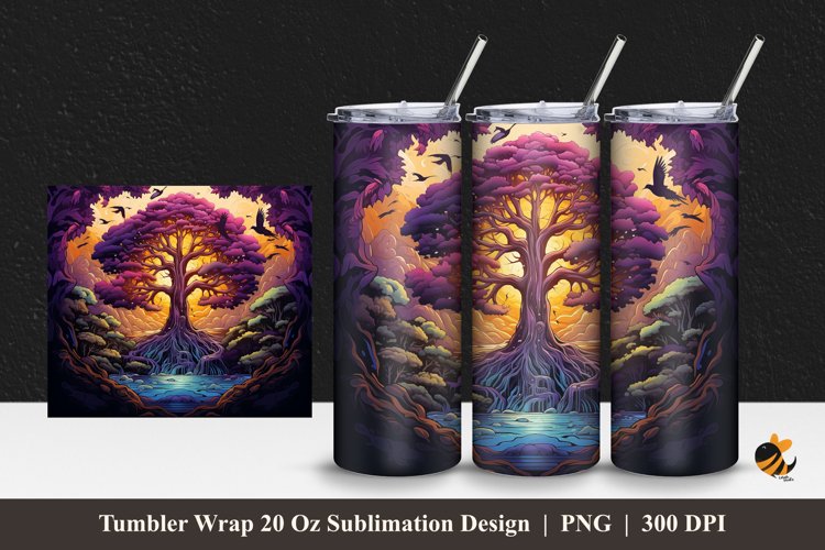 Forest Wonders Tumbler Wrap Sublimation Design 1