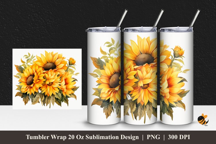 Realistic Sunflower Tumbler Wrap Sublimation Design 1