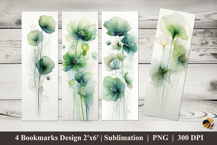 Green Leaves Bookmarks Sublimation Design example image 1