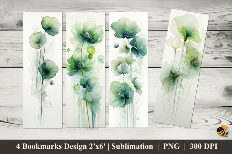Green Leaves Bookmarks Sublimation Design