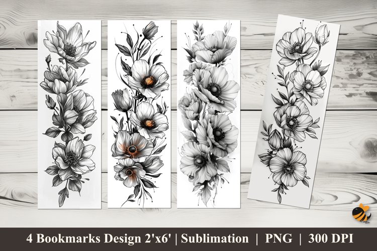 Handwritten Flowers Bookmarks Sublimation Design example image 1