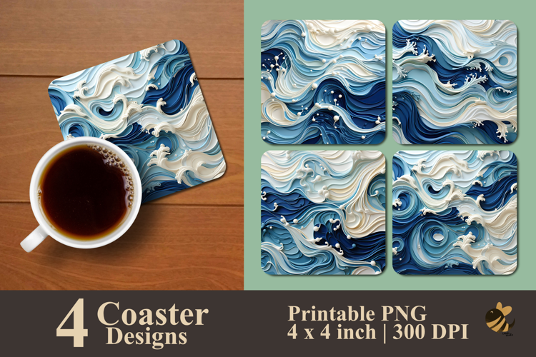Oceanic Wave Coaster Sublimation Design